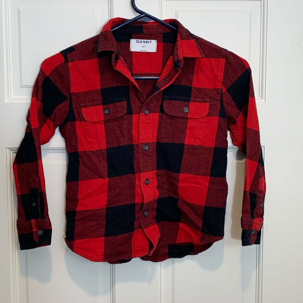 Boys Buffalo Plaid flannel button down shirt